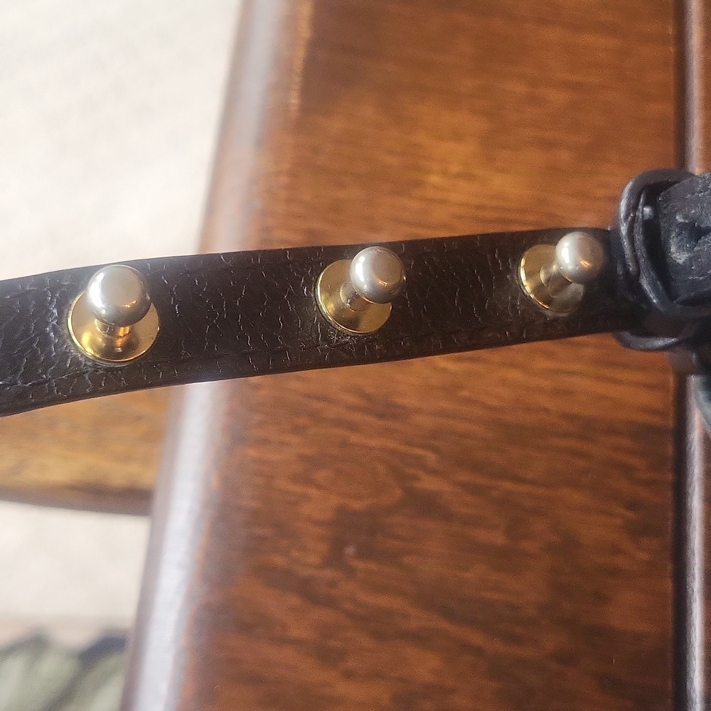 Chloe Black Leather Satchel Crossbody Bag with Gold Accents - Picture 14 of 14